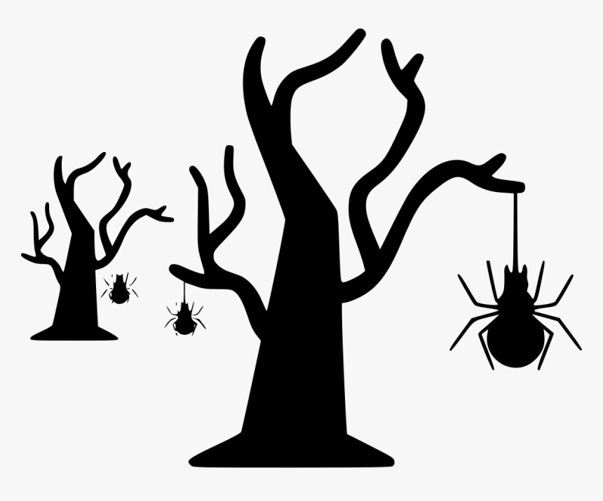 Tree Bug Net Spider Hanging Halloween - Spider Hanging From Tree, HD Png Download