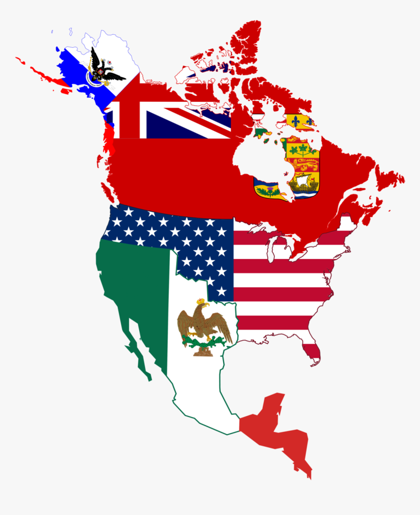 Flag Map Of North America, HD Png Download