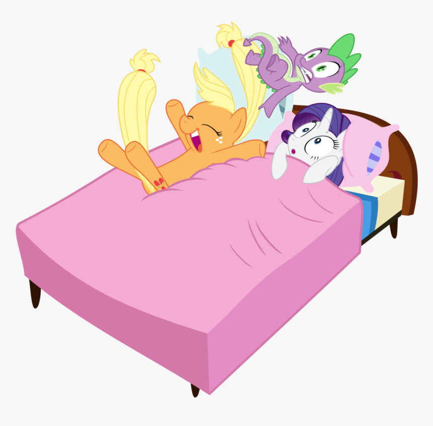 Blanket Vector Cartoon Pillow - Applejack And Rarity Same Bed, HD Png Download