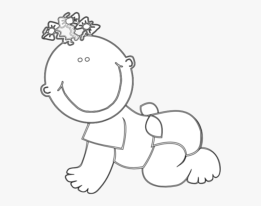 Baby Girl Crawling Outline Svg Clip Arts - Baby Girl Clip Art, HD Png Download