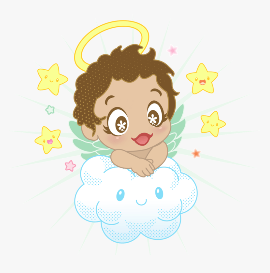 Small Angel With Cloud And Stars Png Clipart - Angel For Christening Png, Transparent Png