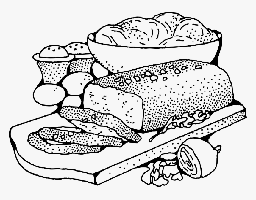 Hd Loaf Meat Food Egg Onion Recipe Meatloaf - Food Clipart Black And White, HD Png Download