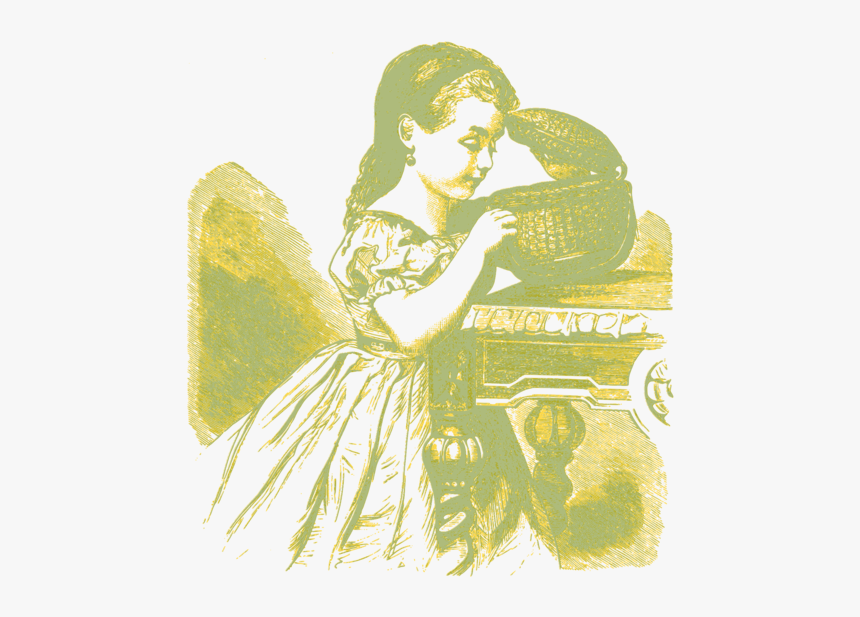 Fashion Illustration,art,angel - Girl With A Basket Drawing, HD Png Download