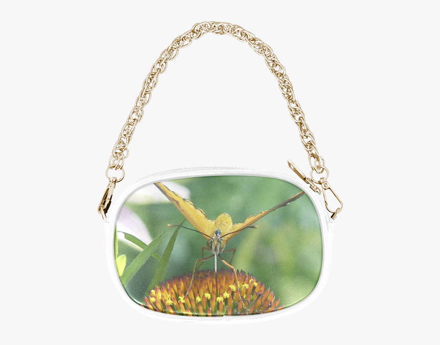 Orange Butterfly On A Cone Flower Chain Purse - Handbag, HD Png Download