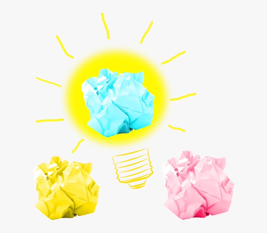 Brilliant Ideas Yellow Pink Blue Crumbled Paper Bulb - Rose, HD Png Download