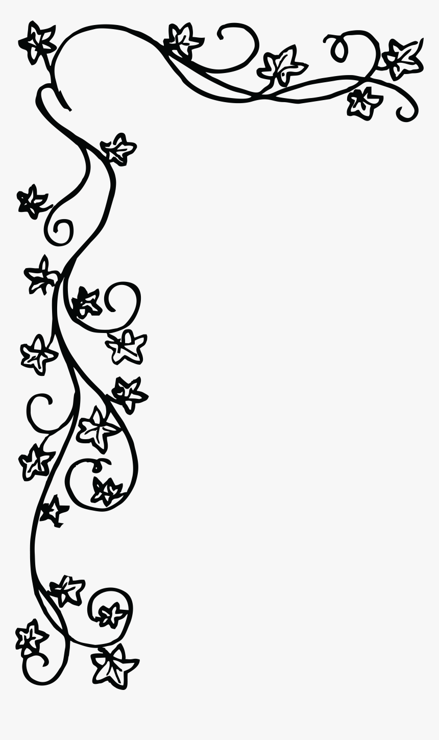 Black Floral Border Png Transparent Image - Floral Border Black And White, Png Download