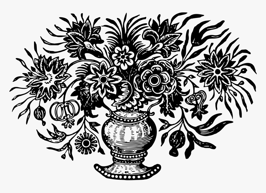 Flower Vase Black N White Png, Transparent Png