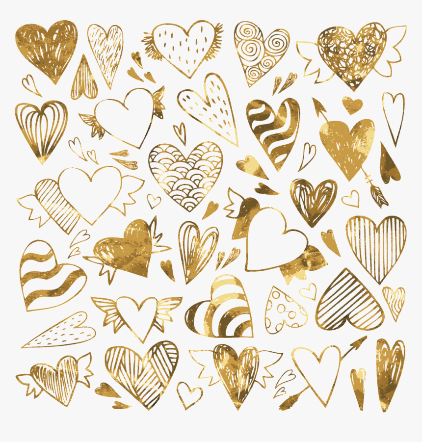 Png Transparent Library Various Of Golden Heart Love - Doodle Herzen, Png Download