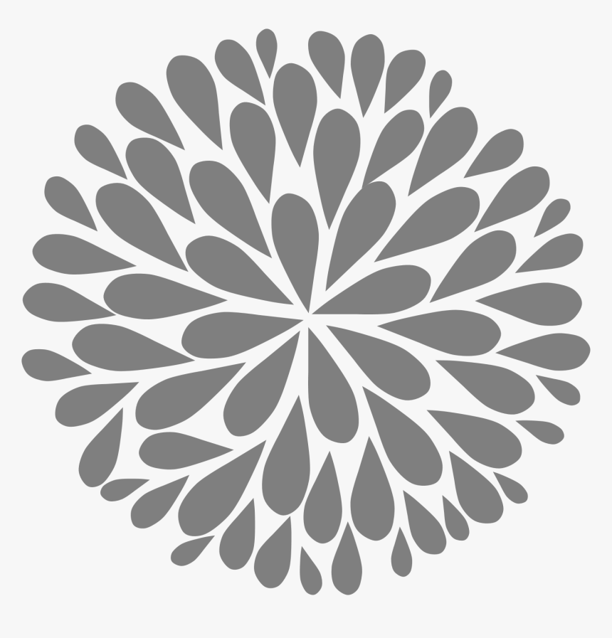Flower Clipart Black Png - Transparent Grey Flower Art, Png Download