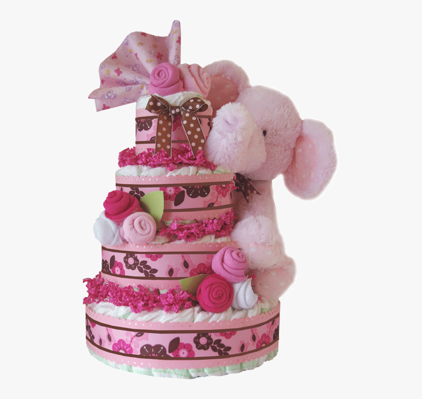 Pink Elephant Diaper Cake , Luxcreativegiftbaskets - Cake Decorating, HD Png Download