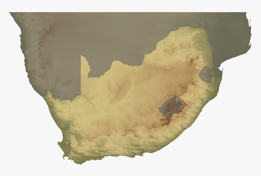 South Africa Topo Continent - South Africa Satellite Map, HD Png Download