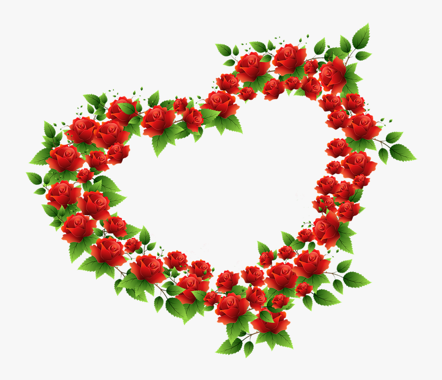 Corazon Con Rosas Png - ดอก กุหลาบ รูป หัวใจ, Transparent Png