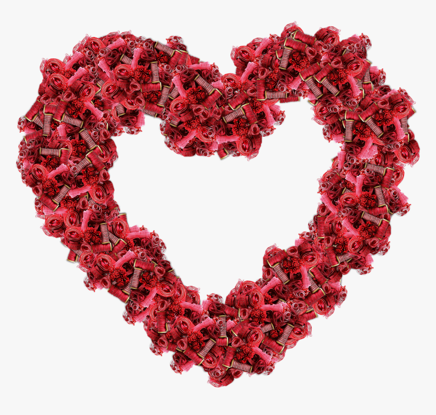Corazón De Cintas Y Hilo Rojos - Coração Png, Transparent Png