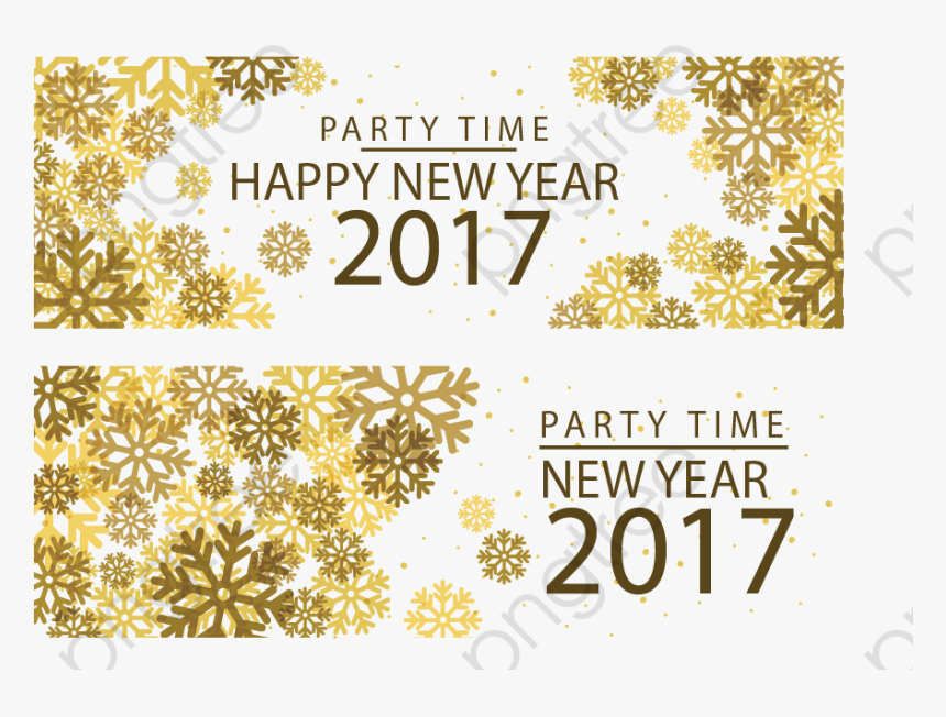 Happy New Year 2017 Png Golden Party Banner Vector - Graphic Design, Transparent Png