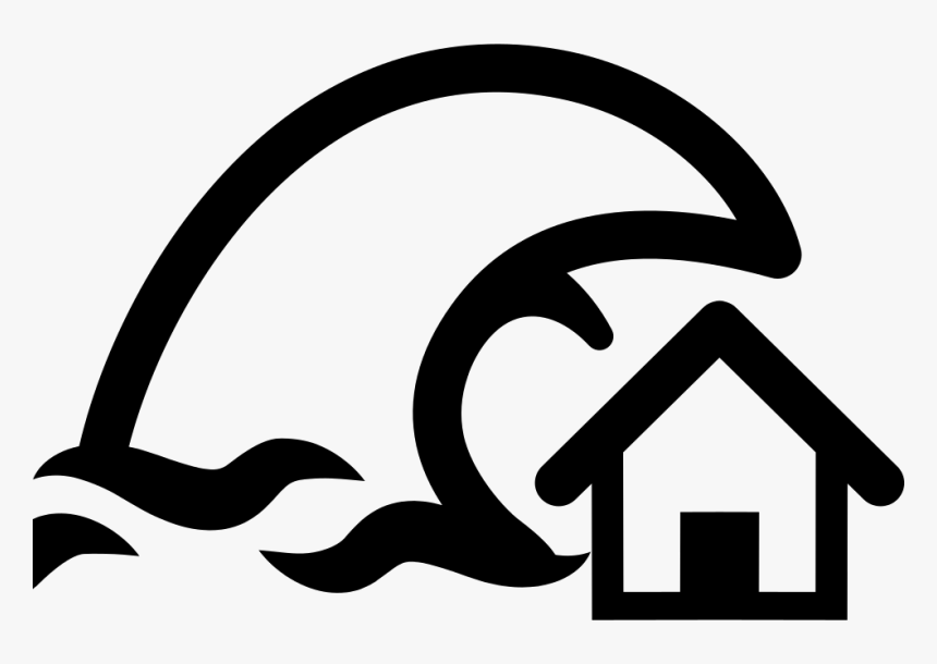 Tsunami Insurance Symbol Of A Home And A Big Ocean Clipart Of Tsunami Black And White Hd Png Download Transparent Png Image Pngitem
