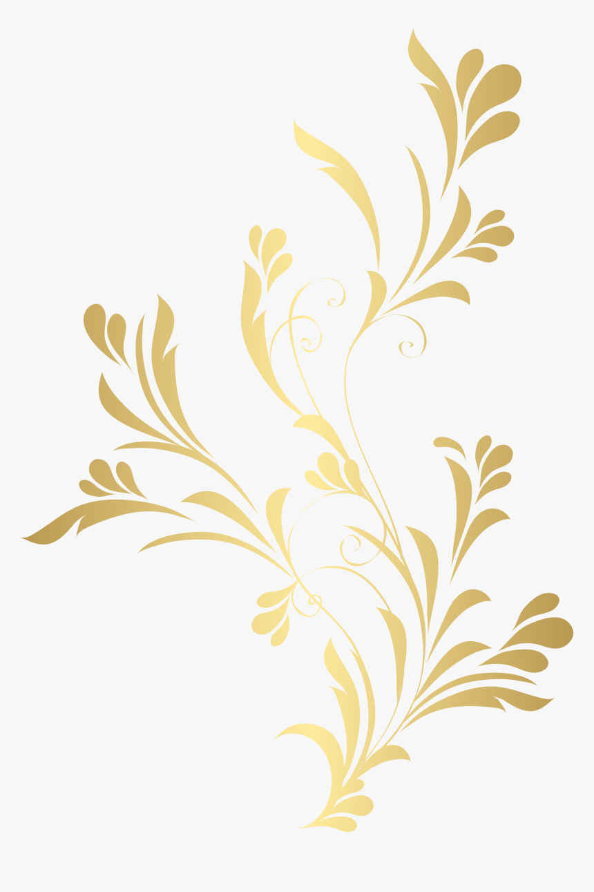 Floral Gold Element Png Clip Art​ - Background Flower Gold Png, Transparent Png