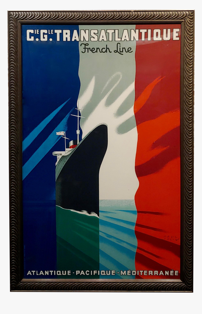 1950s French Line Transatlantique Beautiful Art Deco - Transatlantique French Line Vintage Travel Poster Print, HD Png Download