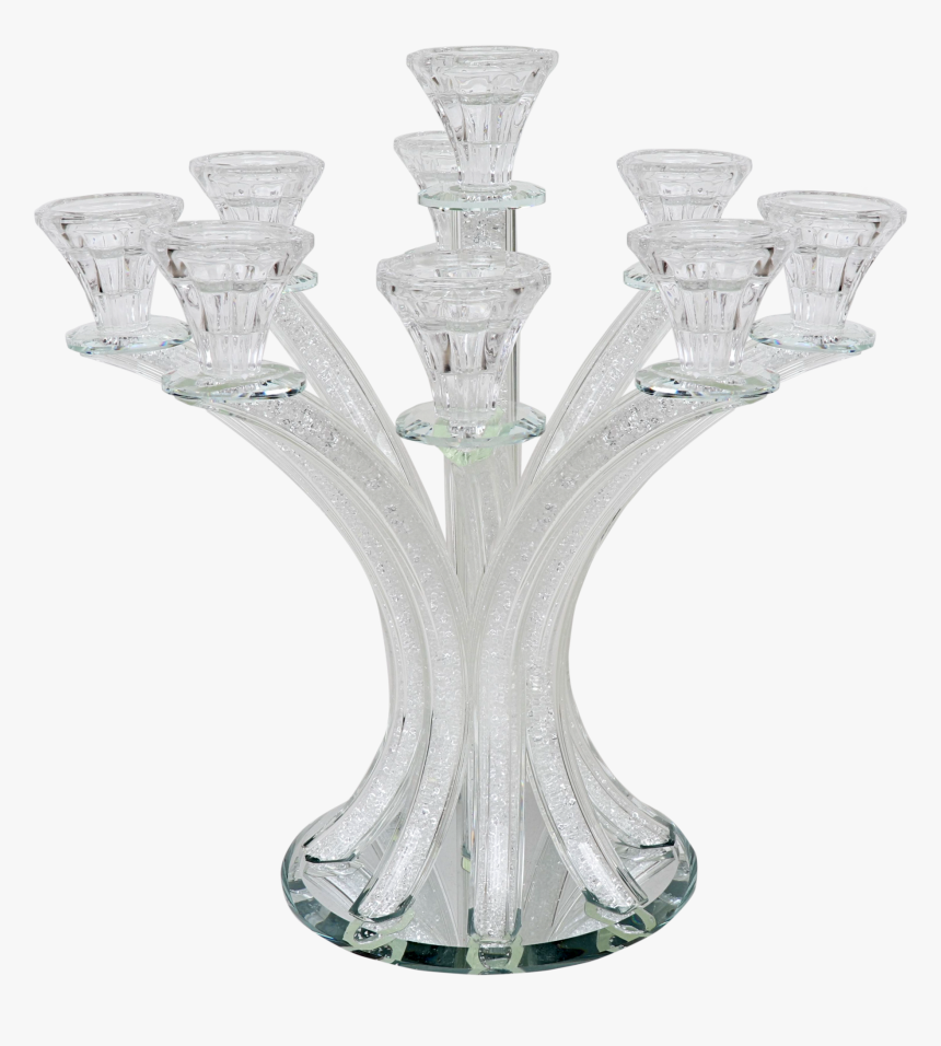 180091 Crystal Candlabara With Broken Glass 9 Branch - Stemware, HD Png Download
