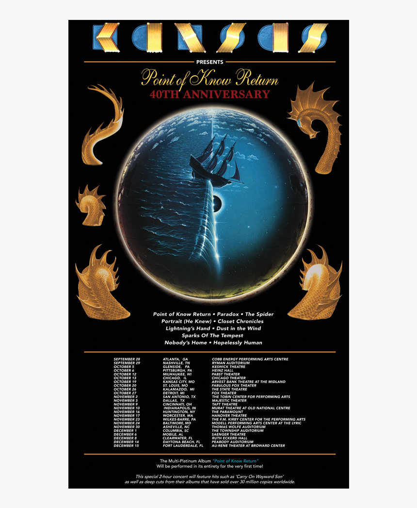 2018 Point Of Know Return Tour Poster - Kansas Point Of No Return Tour 2019, HD Png Download