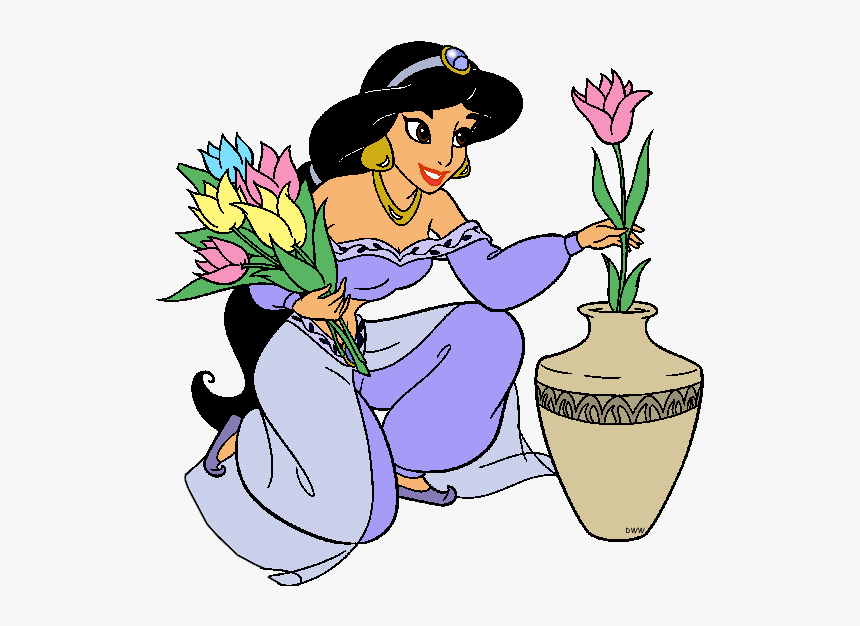 Jazmín Clipart - Princess Jasmine And Flowers, HD Png Download