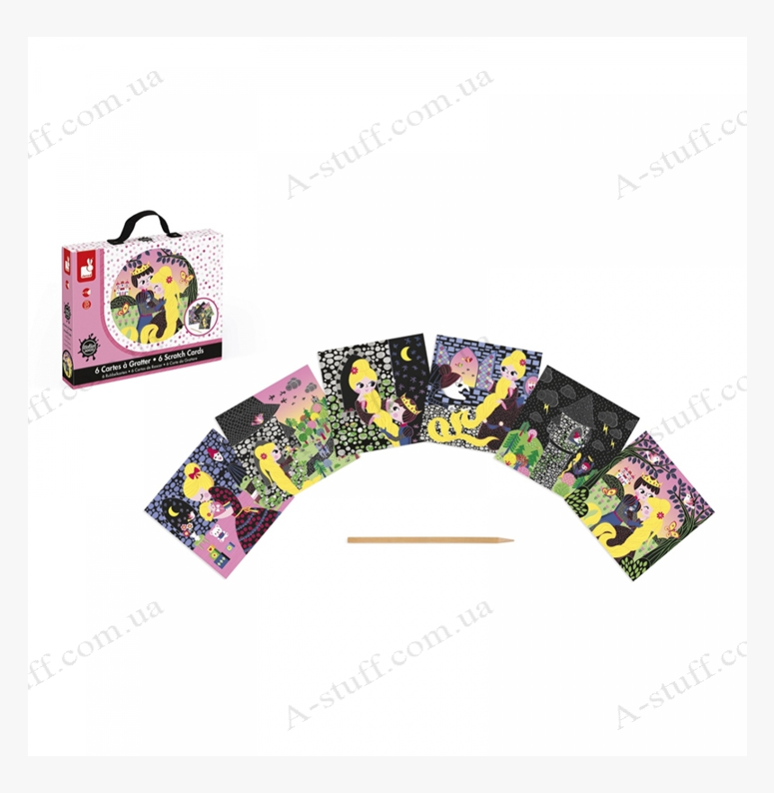 Janod J07771 "rapunzel Scratch Cards" Game, HD Png Download