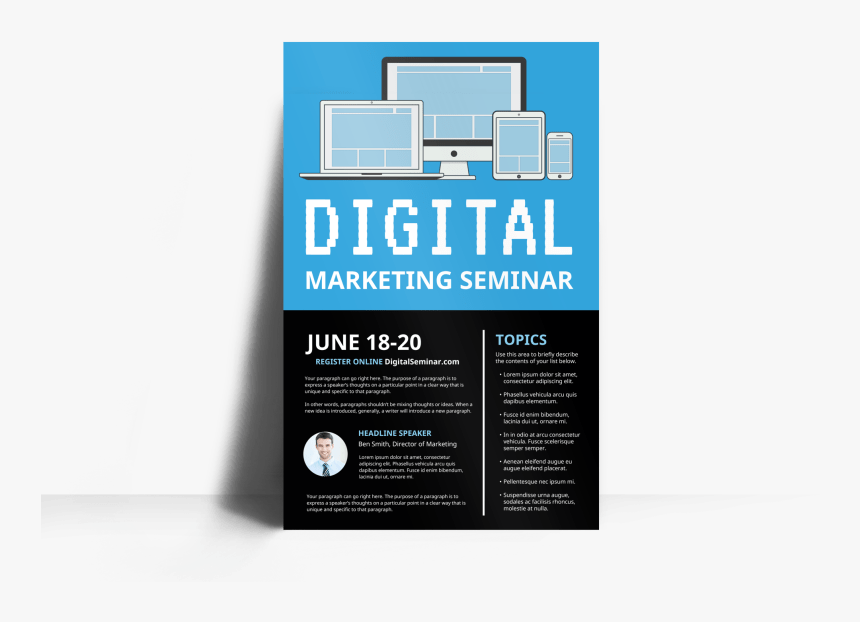 Digital Marketing Seminar Poster Template Preview - Digital Marketing Seminar Poster, HD Png Download