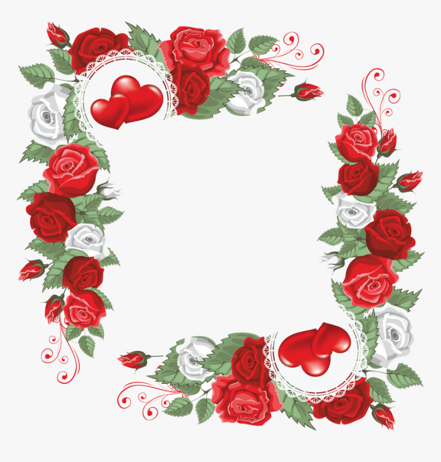 #bloom #flower #frame #border #flowers #white #bouquet - Hearts And Flowers Border, HD Png Download
