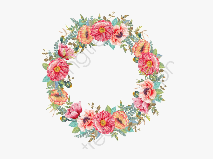 Watercolor Flowers Png Round Borders Of Creative Border - Flower Wreath Png Transparent, Png Download