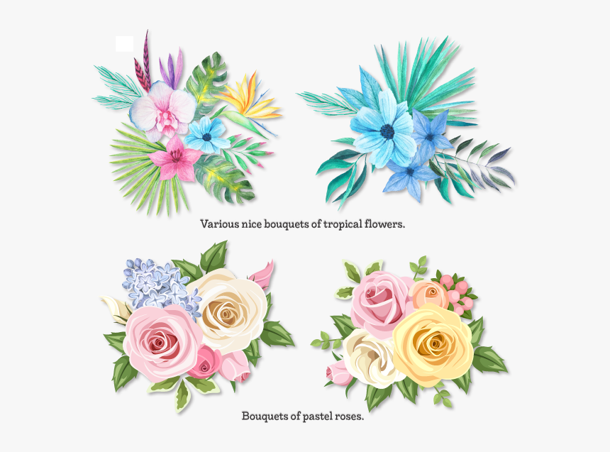Bouquet Roses Pink Blue Yellow, HD Png Download
