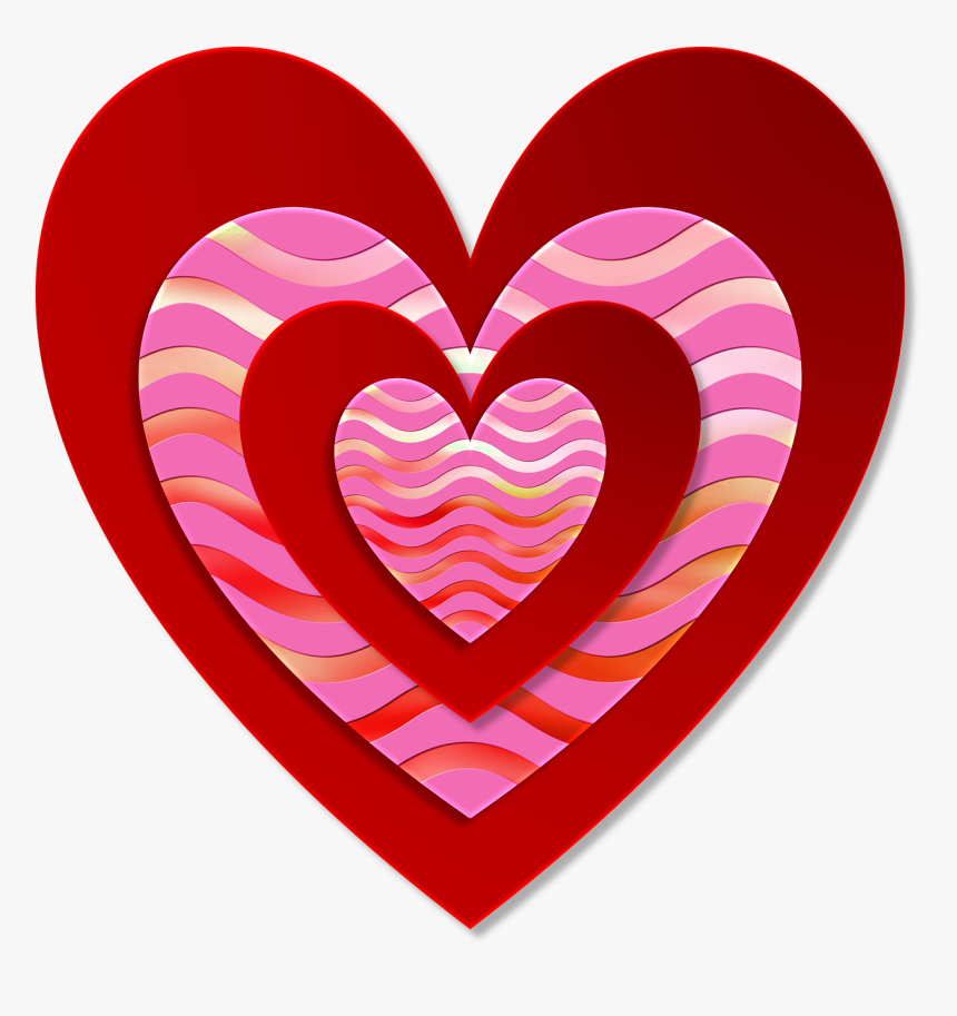 Valentine Love Heart Free Photo - Red And Pink Heart, HD Png Download