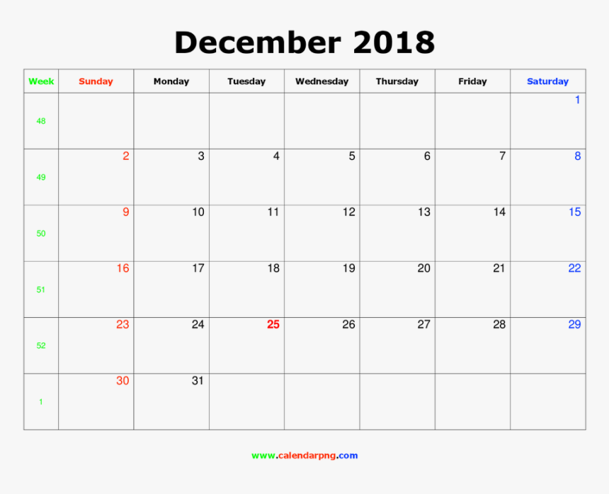 November 2018 Calendar Png, Transparent Png