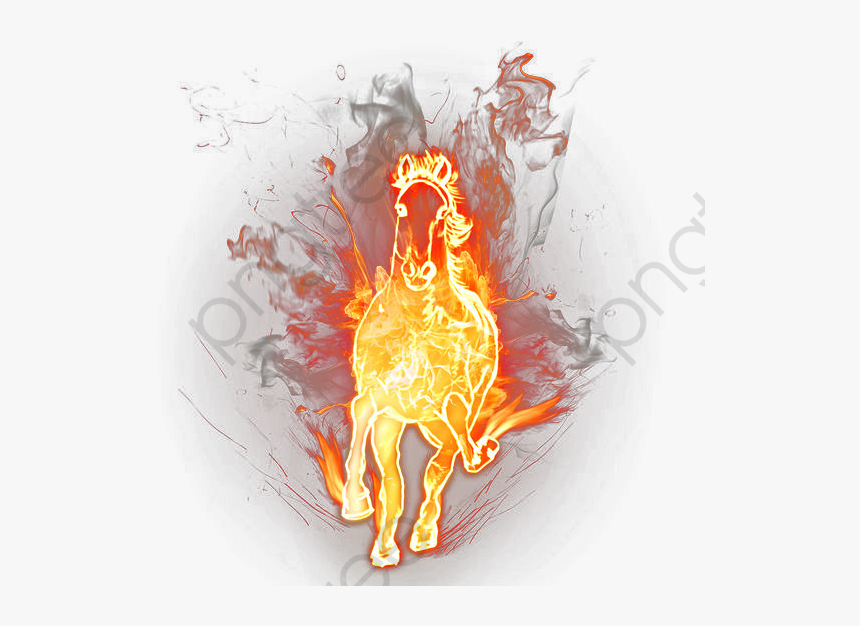 Fuego Png Psd Caballo De Spark Flame - Flaming Fire Horse Transparent, Png Download
