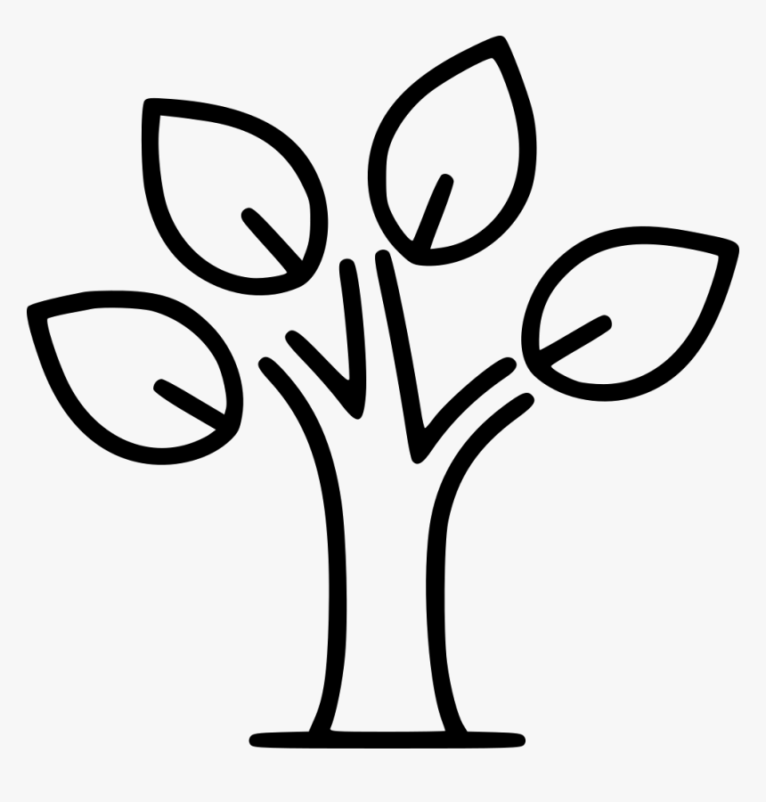 Tree With Leaves - Line Art, HD Png Download