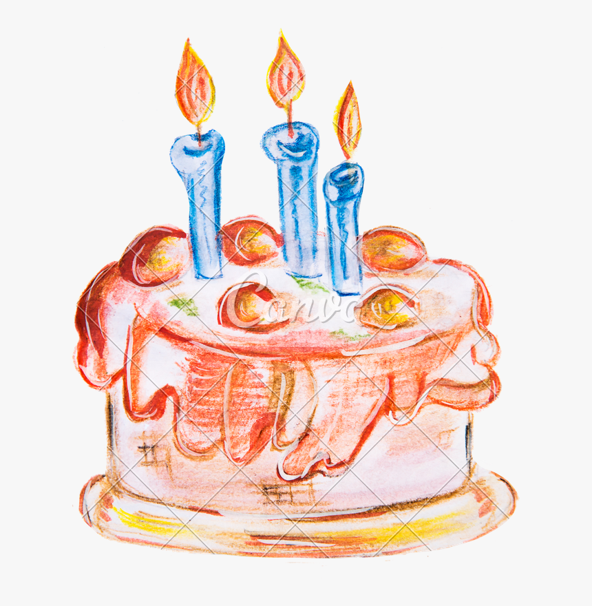 Pastry Drawing Watercolor - Transparent Watercolor Birthday Cake, HD Png Download