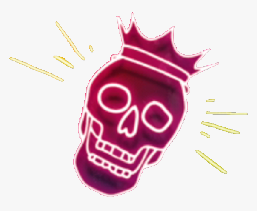 #neon #neonskull #neonlight #neonsticker #skull #crown - Emblem, HD Png Download