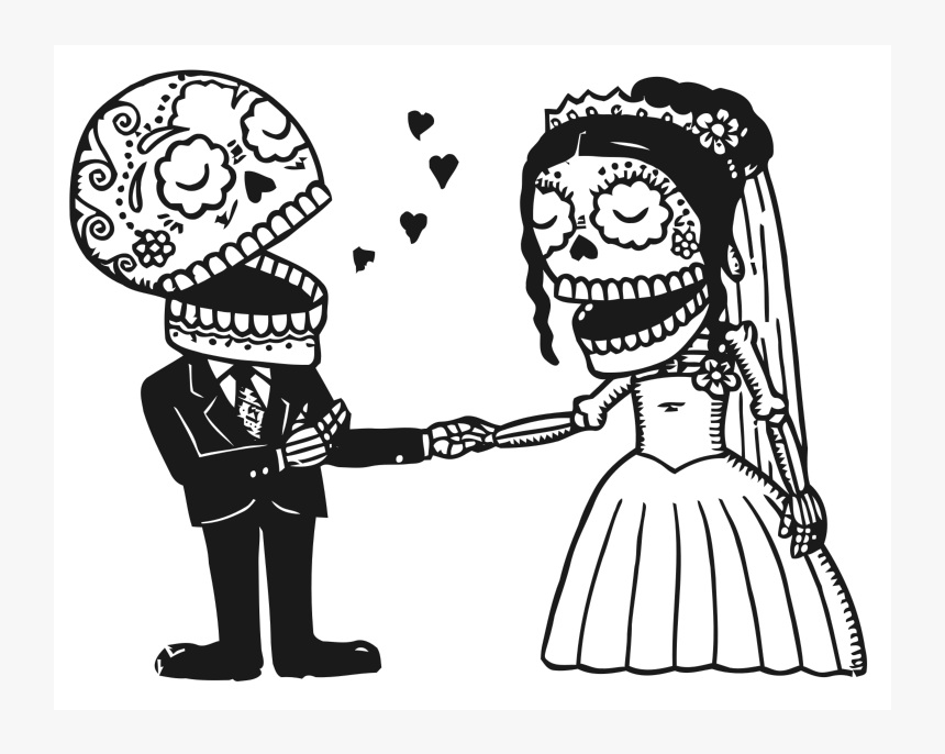 Dia De Los Muertos Bride And Groom Cartoon, HD Png Download