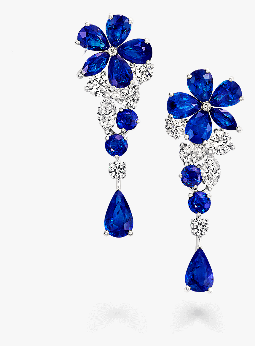 Earring Transparent Blue Flower - Graff Diamonds Emerald Earrings, HD Png Download