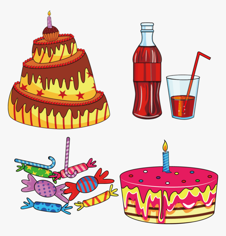 饮料瓶生日蛋糕糖果 - Food, HD Png Download