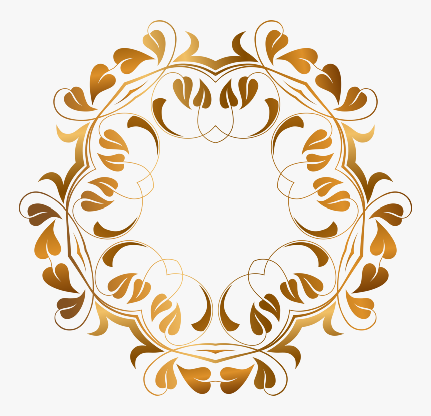 Visual Arts,flower,symmetry - Golden Circular Flowery Design, HD Png Download