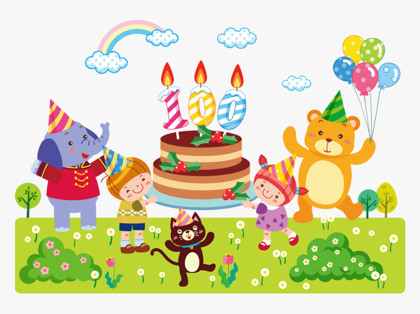 生日 卡通 動物, HD Png Download