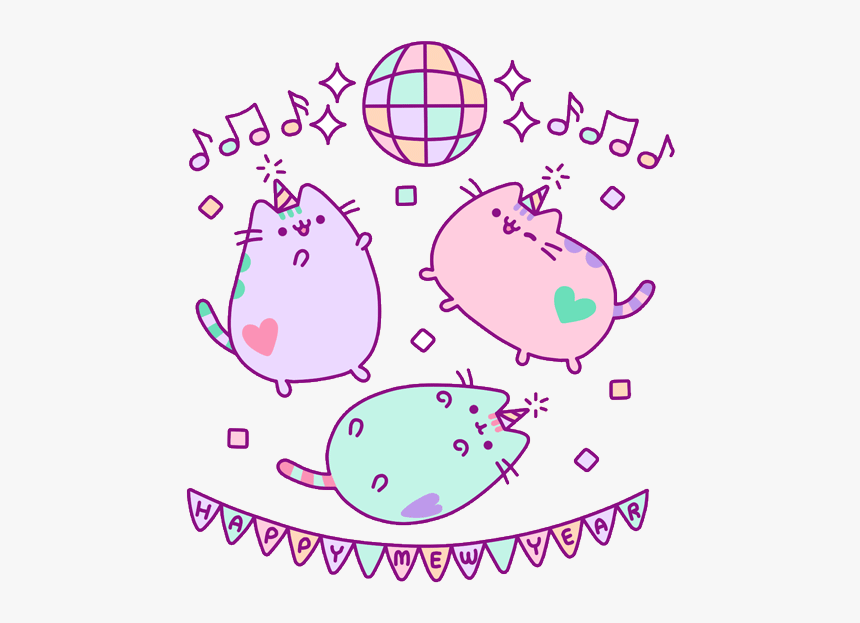 🐱 • - New Year Pusheen Gif, HD Png Download