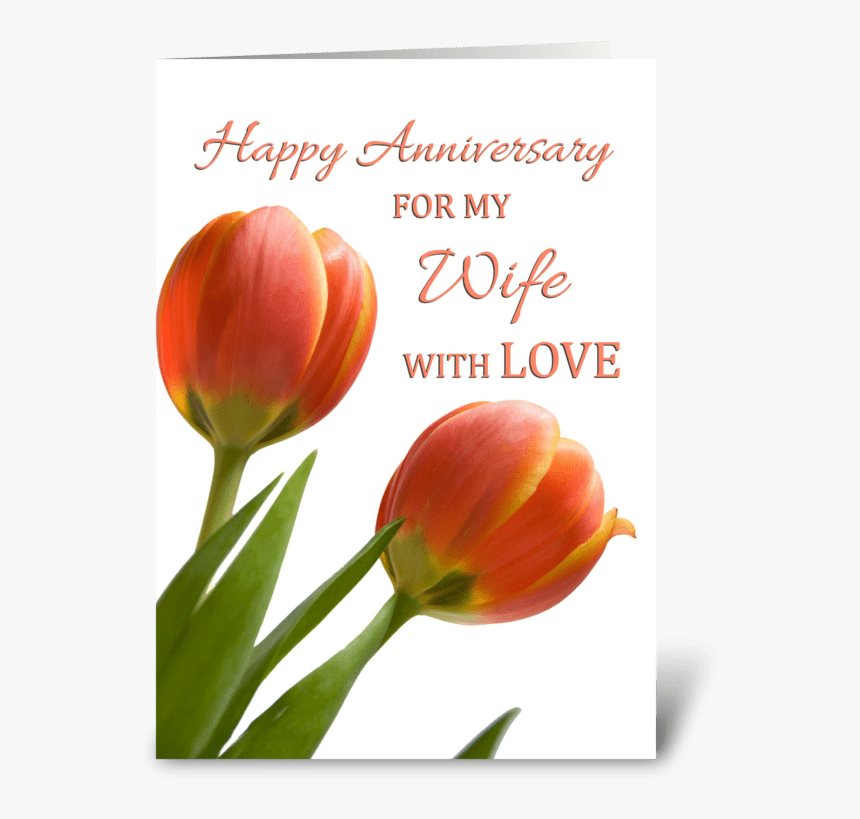 Happy Anniversary For Wife Greeting Card - Happy Anniversary With Tulips, HD Png Download
