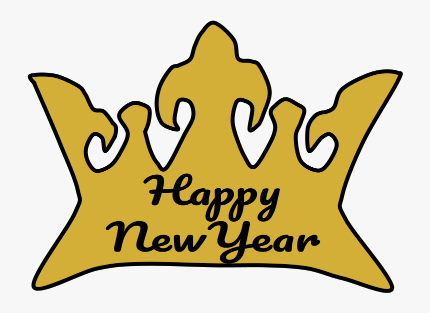 Crown, Gold, Happy New Year Lettering, HD Png Download