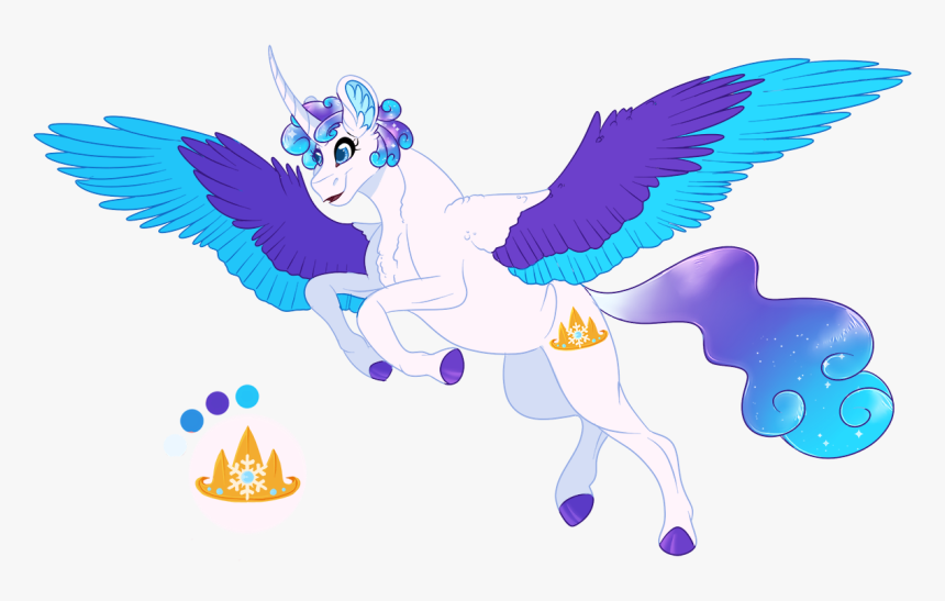 Colored Wings, Curved Horn, Female, Mare, Multicolored - Cartoon, HD Png Download