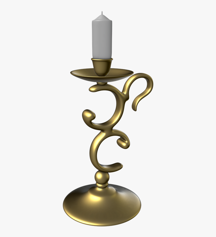 Candlestick Candle Transparent Background Free Photo - Brass, HD Png Download