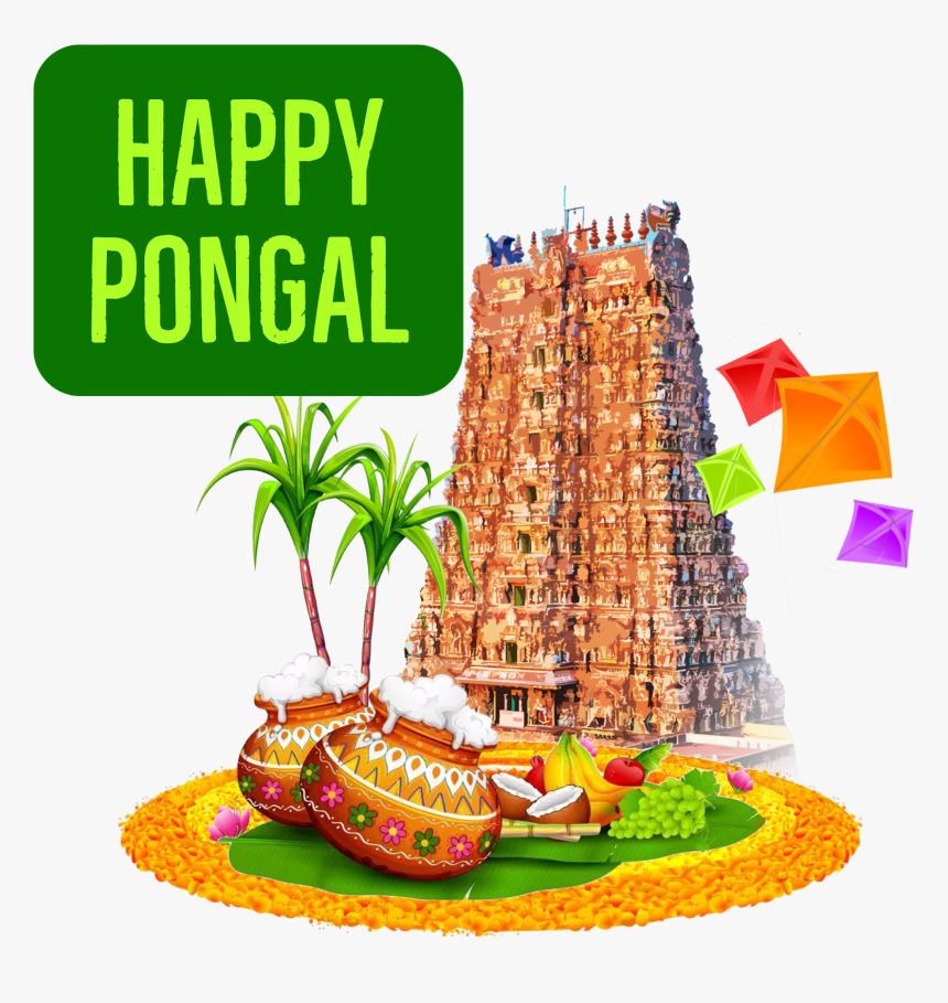 Happy Pongal Temple Kites Png For What S App Sticker - Pongal Background Images Png, Transparent Png
