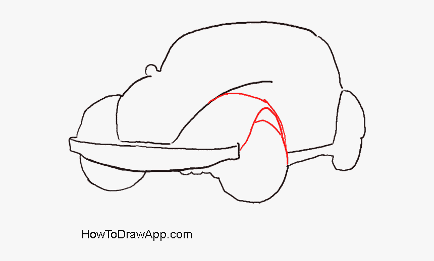 Drawn Beetles Line Drawing - Draw A Vw Beetle Easy, HD Png Download