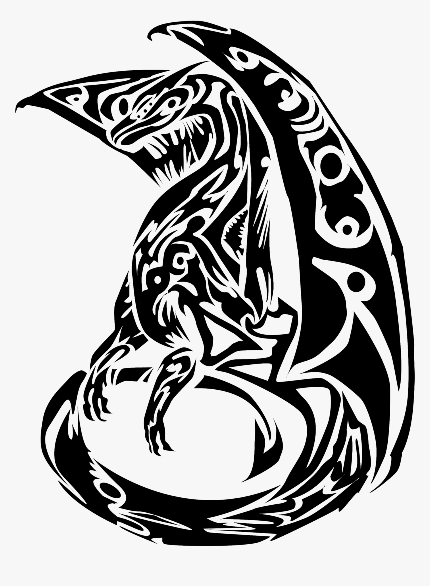 Transparent Tribal Design Png - Tattoo Outlines Of Dragon, Png Download