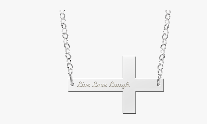 Silver Bar Necklace Cross - Gouden Ketting Met Naam, HD Png Download