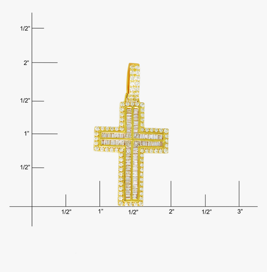 10k Yellow Gold Andy Baguette Cross Pendant - Cross, HD Png Download